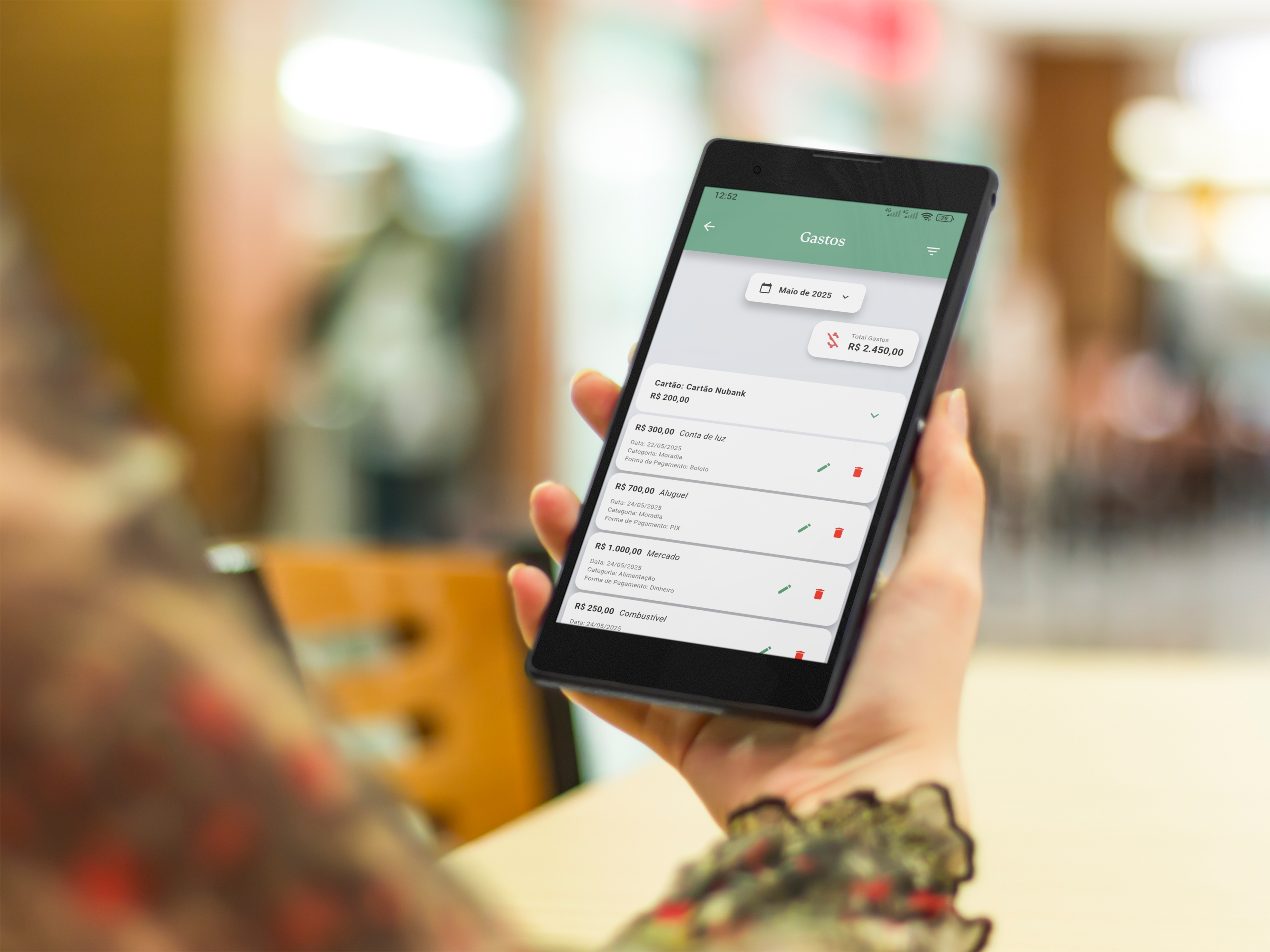 Dashboard do aplicativo ZenFin em um celular